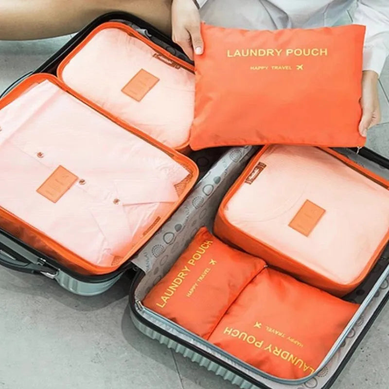 6pcs Travel Storage Organizer Bags Portable Travel Suitcase Organizer Bags For Women Clothes Shoes Makeup Bag Luggage Organizer