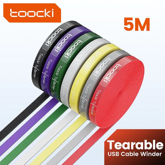 Toocki 5m Organizer Cable Management Tearable Organizador Cables 10mm Width Winder Ties Phone Accessories Wire Cord Organizer