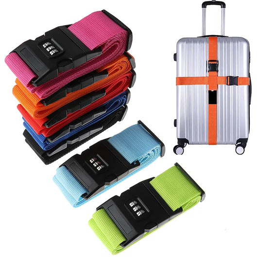 2M Rainbow Password Lock Packing Luggage Bag With Luggage Strap 3 Digits Password Lock Buckle Strap Baggage Belts