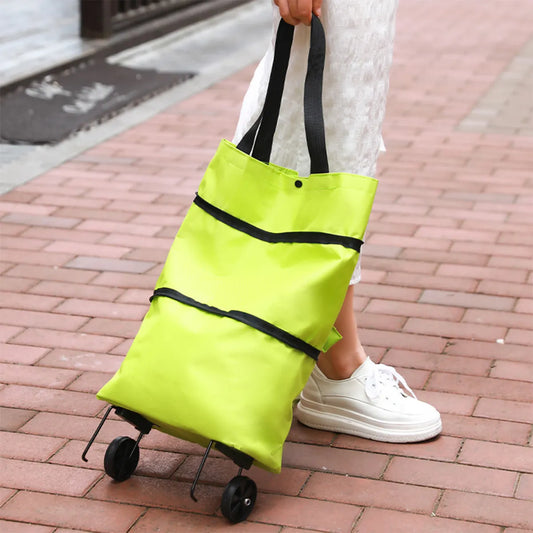 1 Pc Oxford Cloth Multifunctional Foldable Portable Shopping Cart With Wheel And Detachable Supermarket Travel Daily Storage Bag