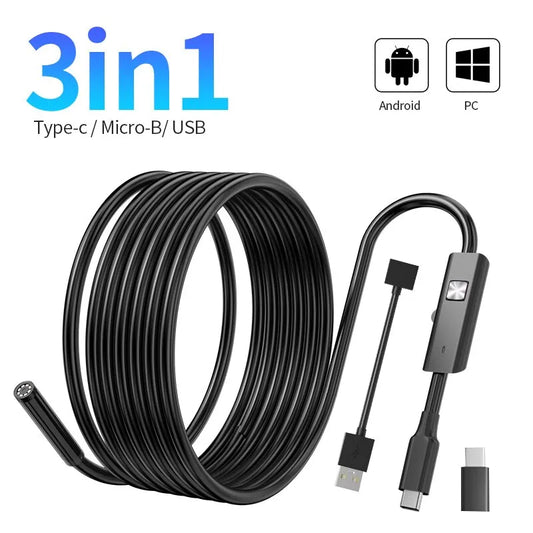 Android Endoscope 5.5mm 7mm Borescope Inspection Snake Camera Waterproof with 6 LED Lights Compatible with Android Phone PC
